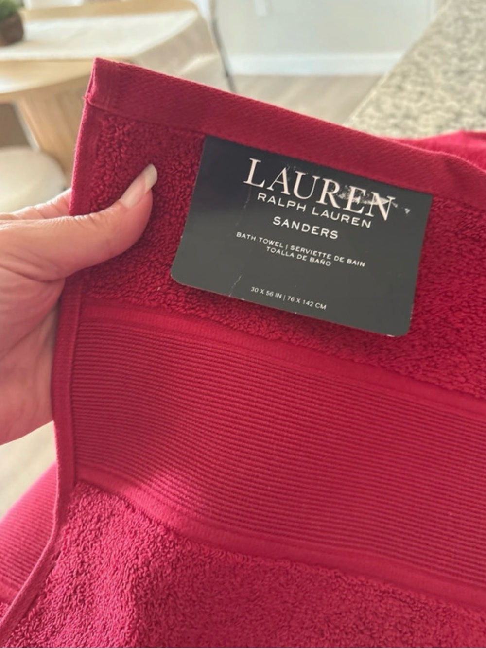 Lauren Ralph Lauren Sanders Red Cotton Bath Towel